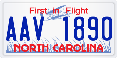 NC license plate AAV1890