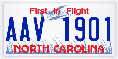 NC license plate AAV1901