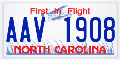 NC license plate AAV1908