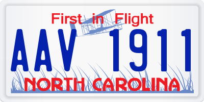 NC license plate AAV1911