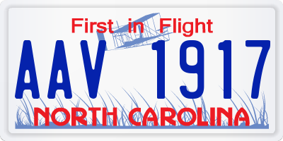 NC license plate AAV1917