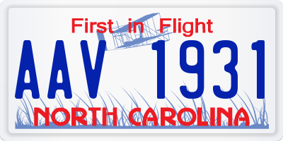NC license plate AAV1931