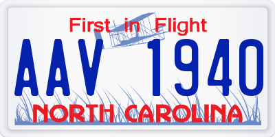 NC license plate AAV1940
