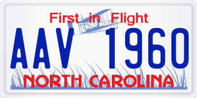 NC license plate AAV1960
