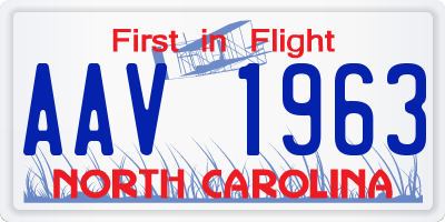 NC license plate AAV1963