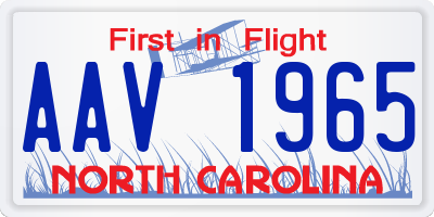 NC license plate AAV1965