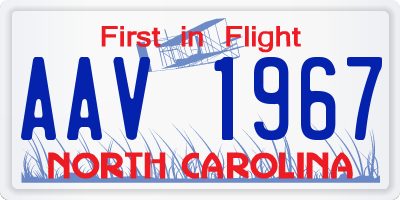NC license plate AAV1967