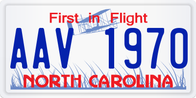 NC license plate AAV1970