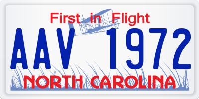 NC license plate AAV1972