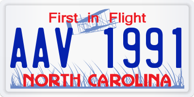 NC license plate AAV1991