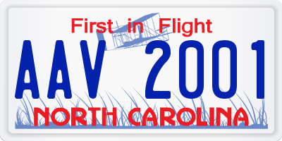 NC license plate AAV2001