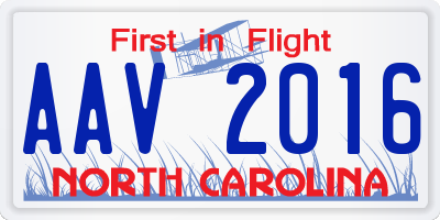 NC license plate AAV2016
