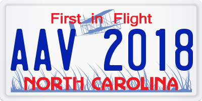 NC license plate AAV2018