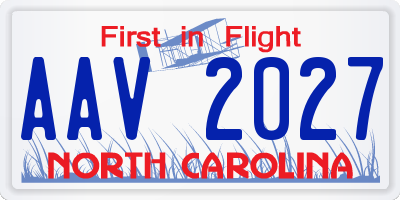 NC license plate AAV2027