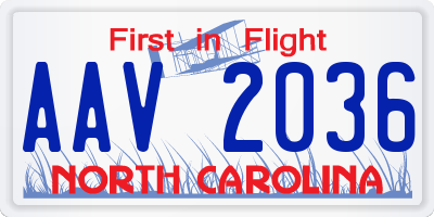NC license plate AAV2036