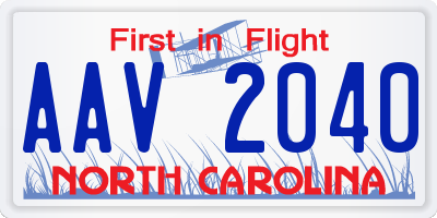 NC license plate AAV2040