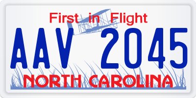 NC license plate AAV2045