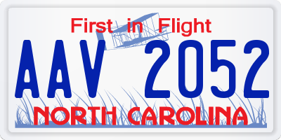 NC license plate AAV2052
