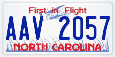 NC license plate AAV2057