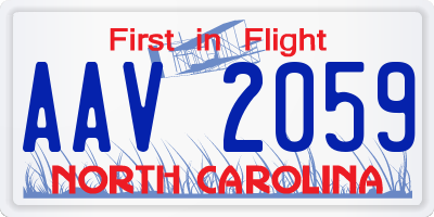 NC license plate AAV2059