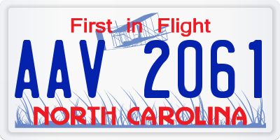 NC license plate AAV2061