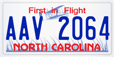 NC license plate AAV2064
