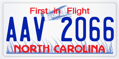 NC license plate AAV2066