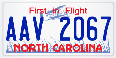 NC license plate AAV2067
