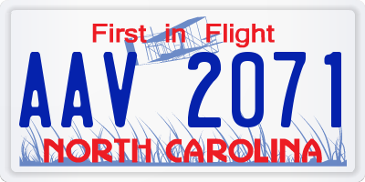 NC license plate AAV2071