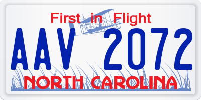 NC license plate AAV2072