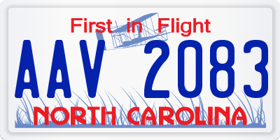 NC license plate AAV2083