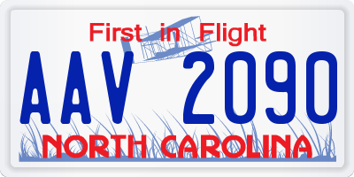 NC license plate AAV2090