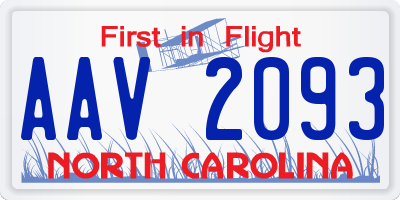 NC license plate AAV2093