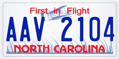 NC license plate AAV2104