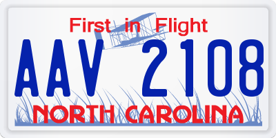 NC license plate AAV2108