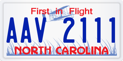 NC license plate AAV2111