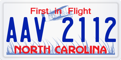 NC license plate AAV2112