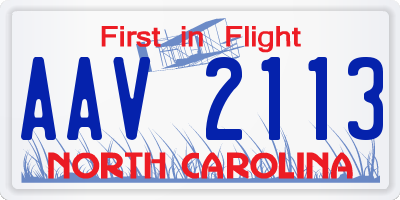 NC license plate AAV2113