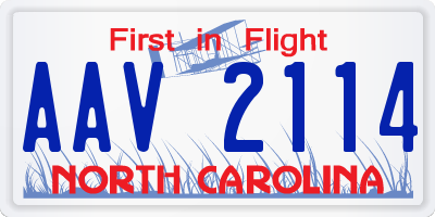 NC license plate AAV2114