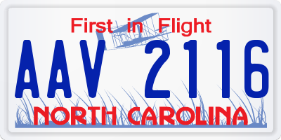 NC license plate AAV2116