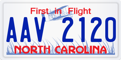 NC license plate AAV2120