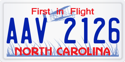 NC license plate AAV2126