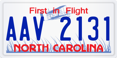 NC license plate AAV2131