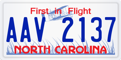 NC license plate AAV2137