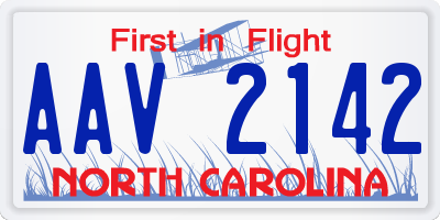 NC license plate AAV2142