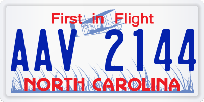 NC license plate AAV2144