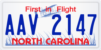 NC license plate AAV2147
