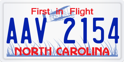 NC license plate AAV2154