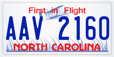 NC license plate AAV2160
