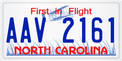 NC license plate AAV2161
